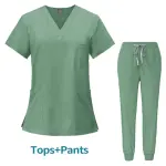 V-Neck Scrub Top & Jogger Pants Set