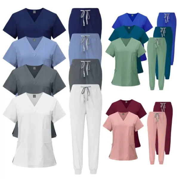 V-Neck Scrub Top & Jogger Pants Set