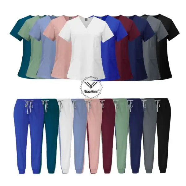 V-Neck Scrub Top & Jogger Pants Set