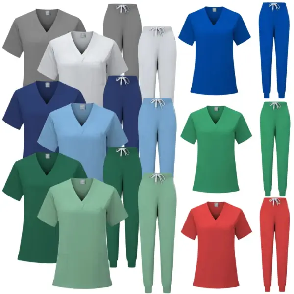 V-Neck Scrub Top & Jogger Pants Set